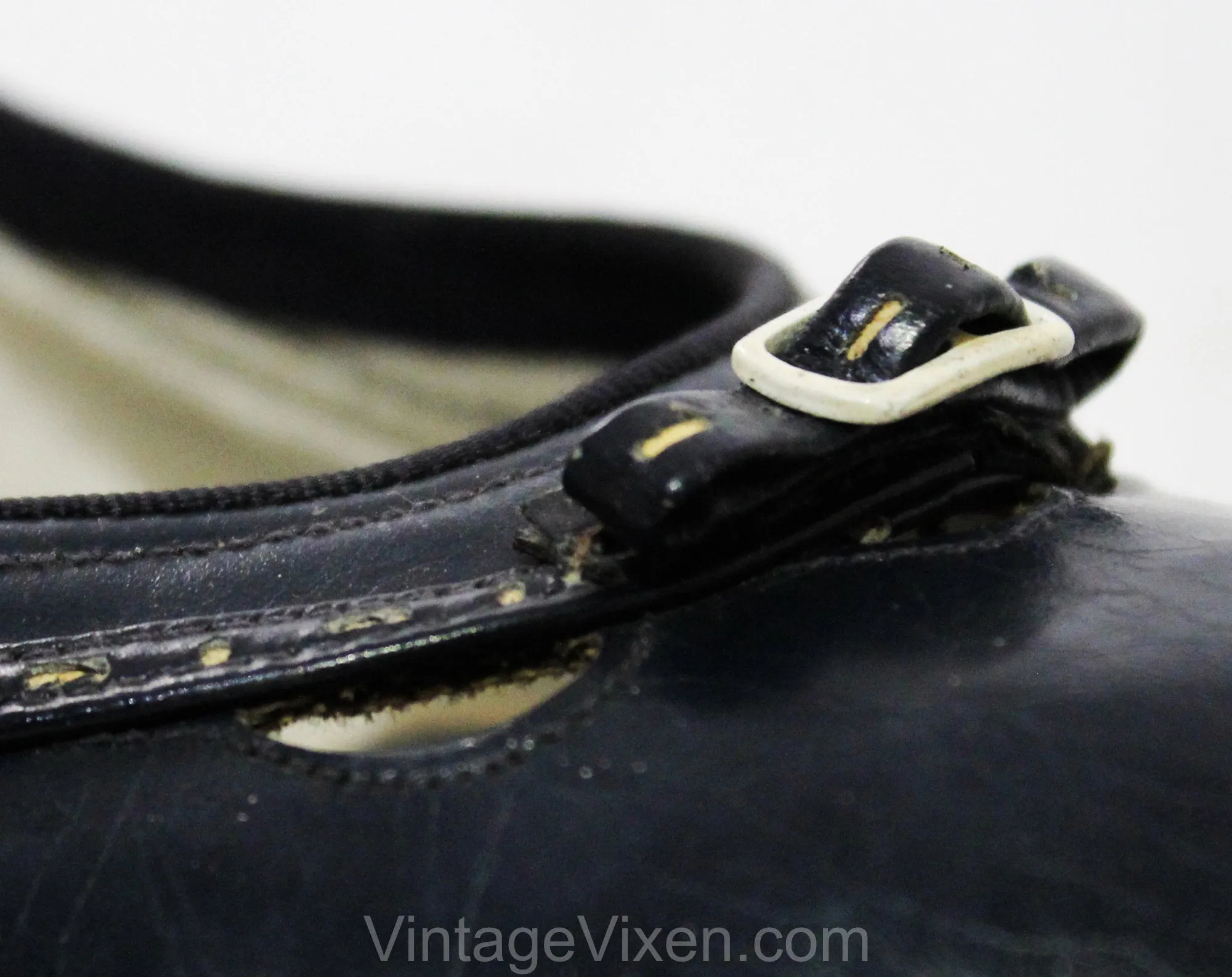 Size 6 1940s Navy Heels - Dark Blue 40s 50s Shoes - Round Toe & Buckled Bow - Sexy Pin Up Girl Next Door - 1950s Swing Era Leather Deadstock