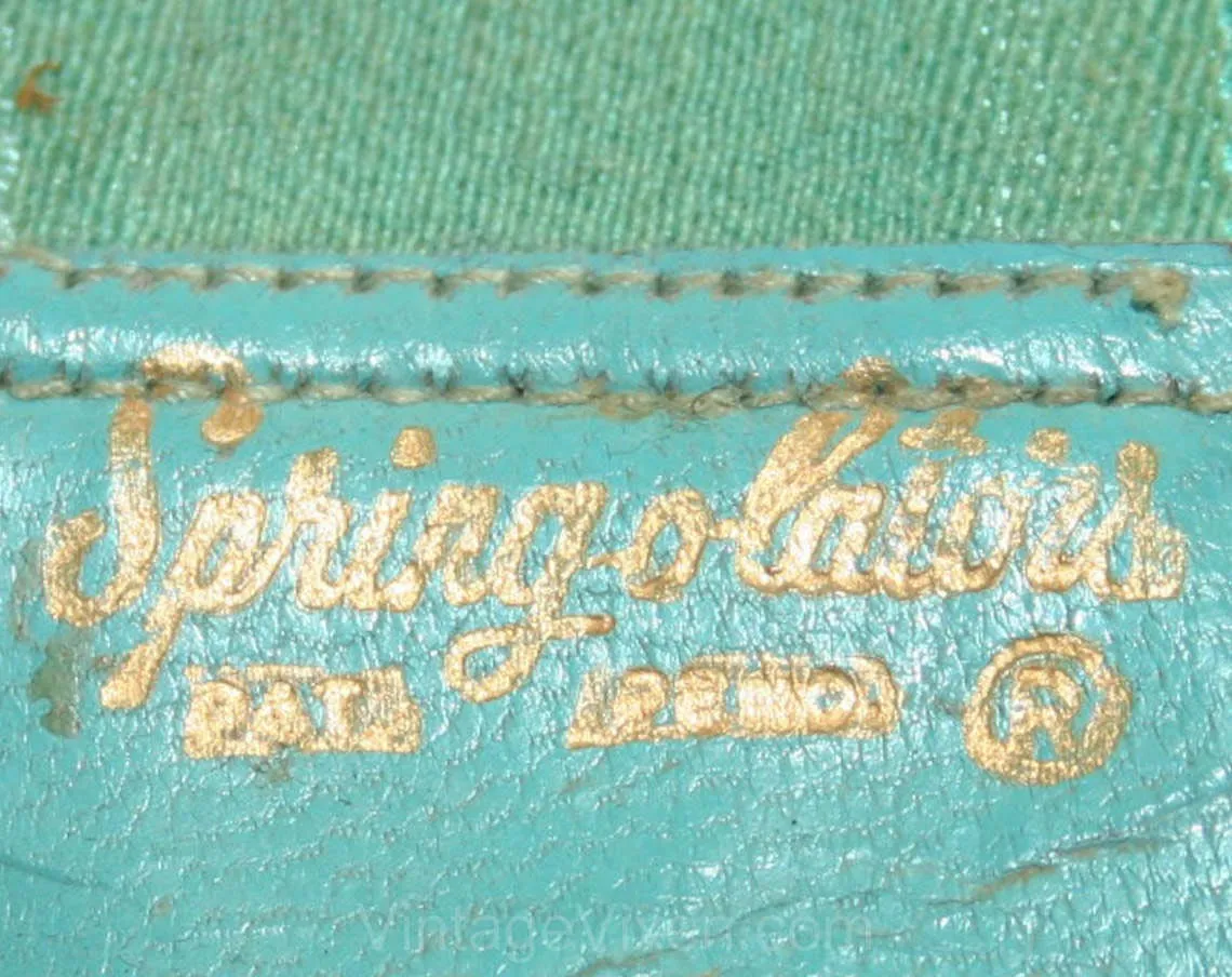 Size 6 Rare Shoes - Aqua Blue 1950s Spring-o-lator Heels with Hand Painted Seashell Detail - Sexy 50s Summer Beach Springolators - 6A Narrow