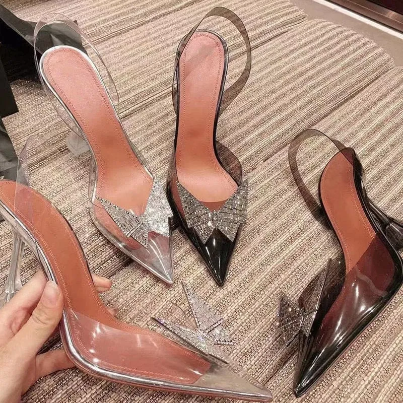 Star Style Crystal Butterfly Transparent Women High Heels